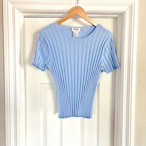 Blue Ribbed Knit Tee - Medium